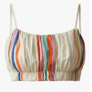 Lemlem x H&M lycocell-blend multi color striped crop tank top NEW SIZE LARGE